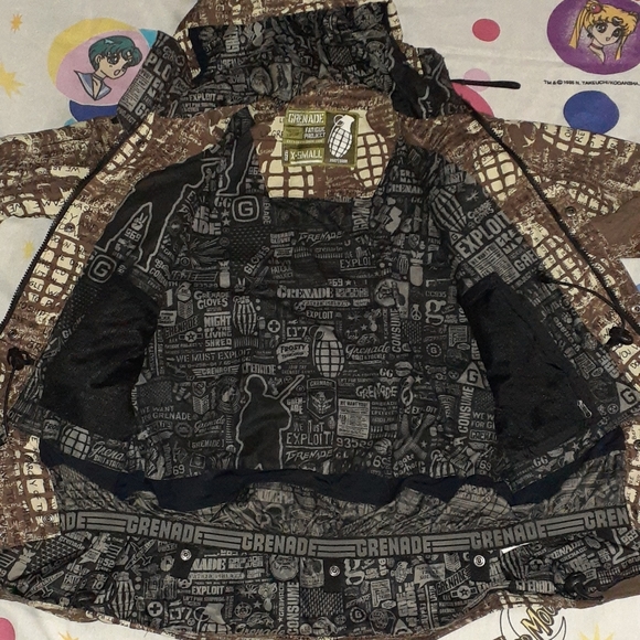 2007 Grenade Fatigue Brand All Over Print Winter Ski Jacket Coat Vintage - Picture 3 of 7